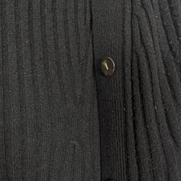 Vince Black Wool Cashmere Ribbed Button Down Long Cardigan Size M